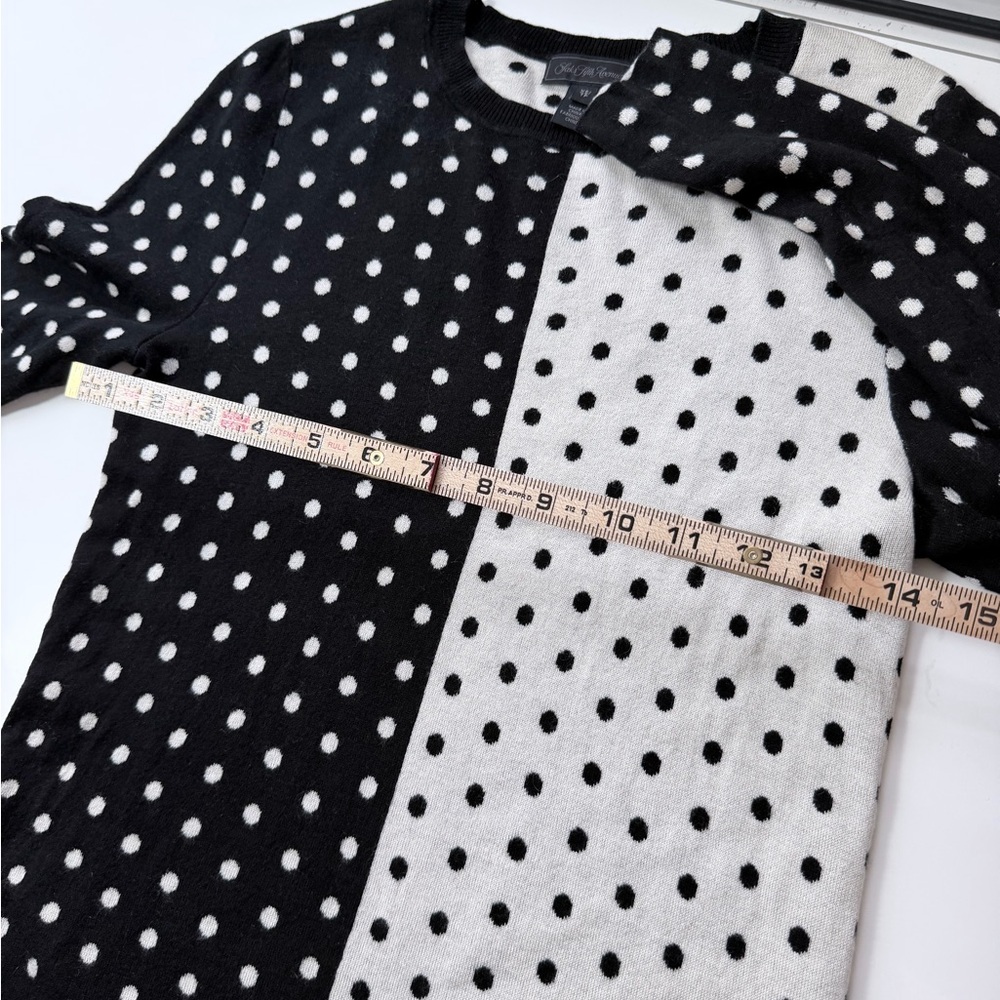 Saks Fifth Avenue Black and White Polka Dot Long Sleeve Top Silk Cashmere - Picture 9 of 10
